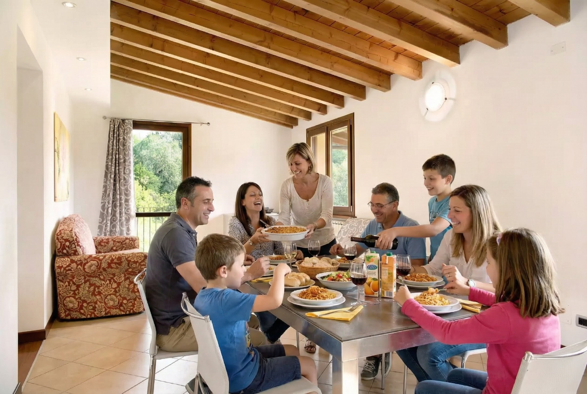 Sala da pranzo del Family Cottage a Tenuta MonteOliveto